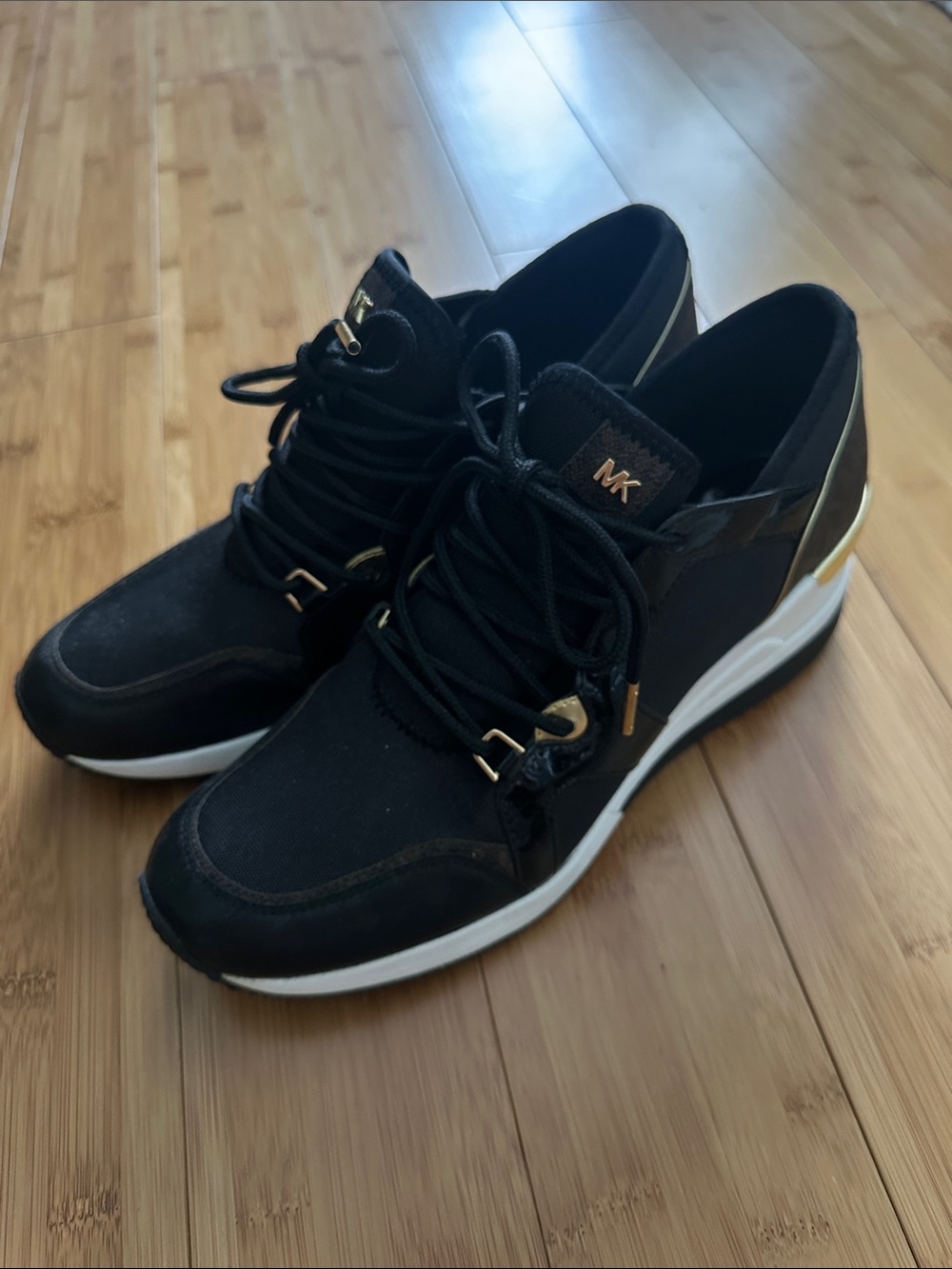 Michael Kors Black Sneakers with Gold Accents